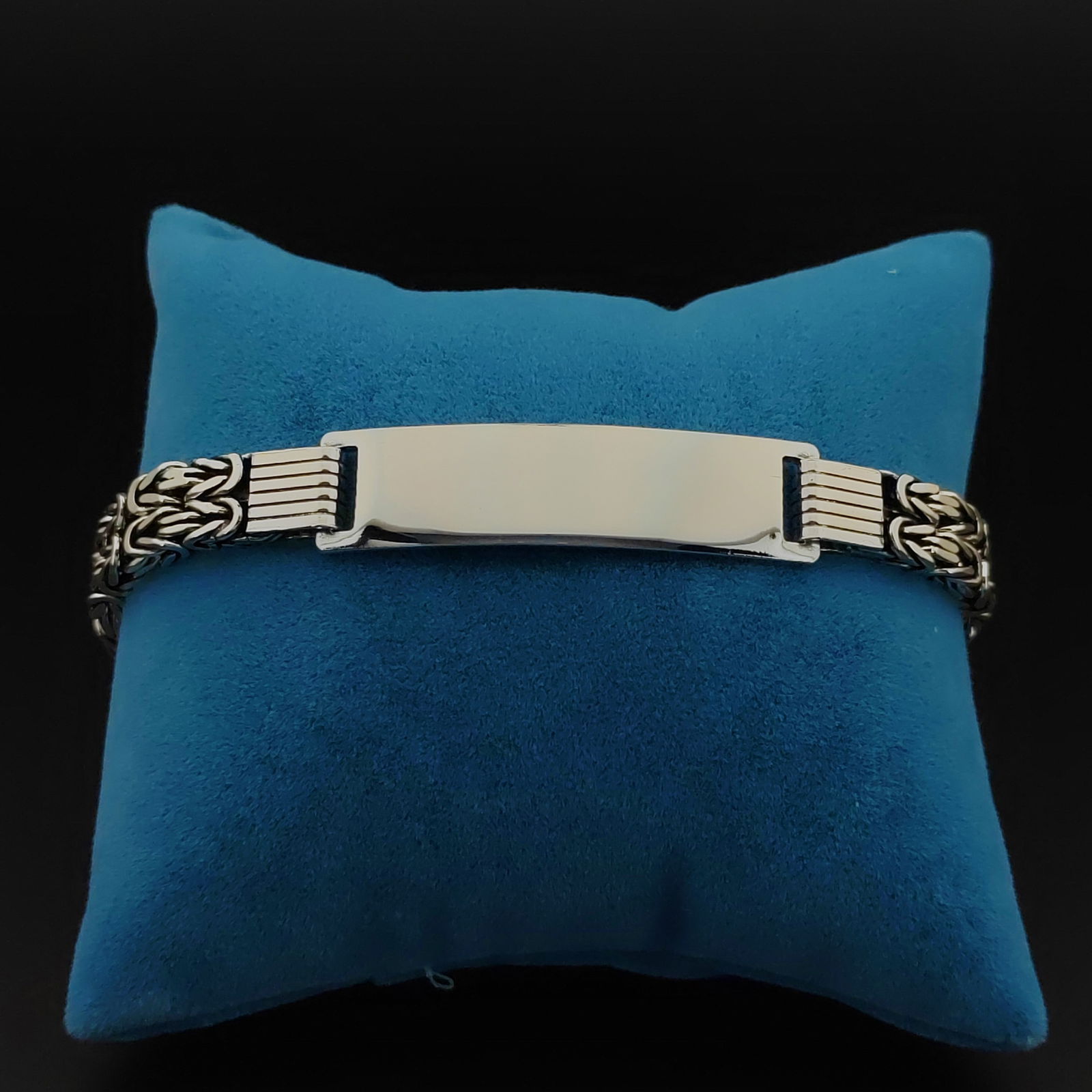 925 Silver Byzanthine King's Men Bracelet with Name Plate (1 of 8)