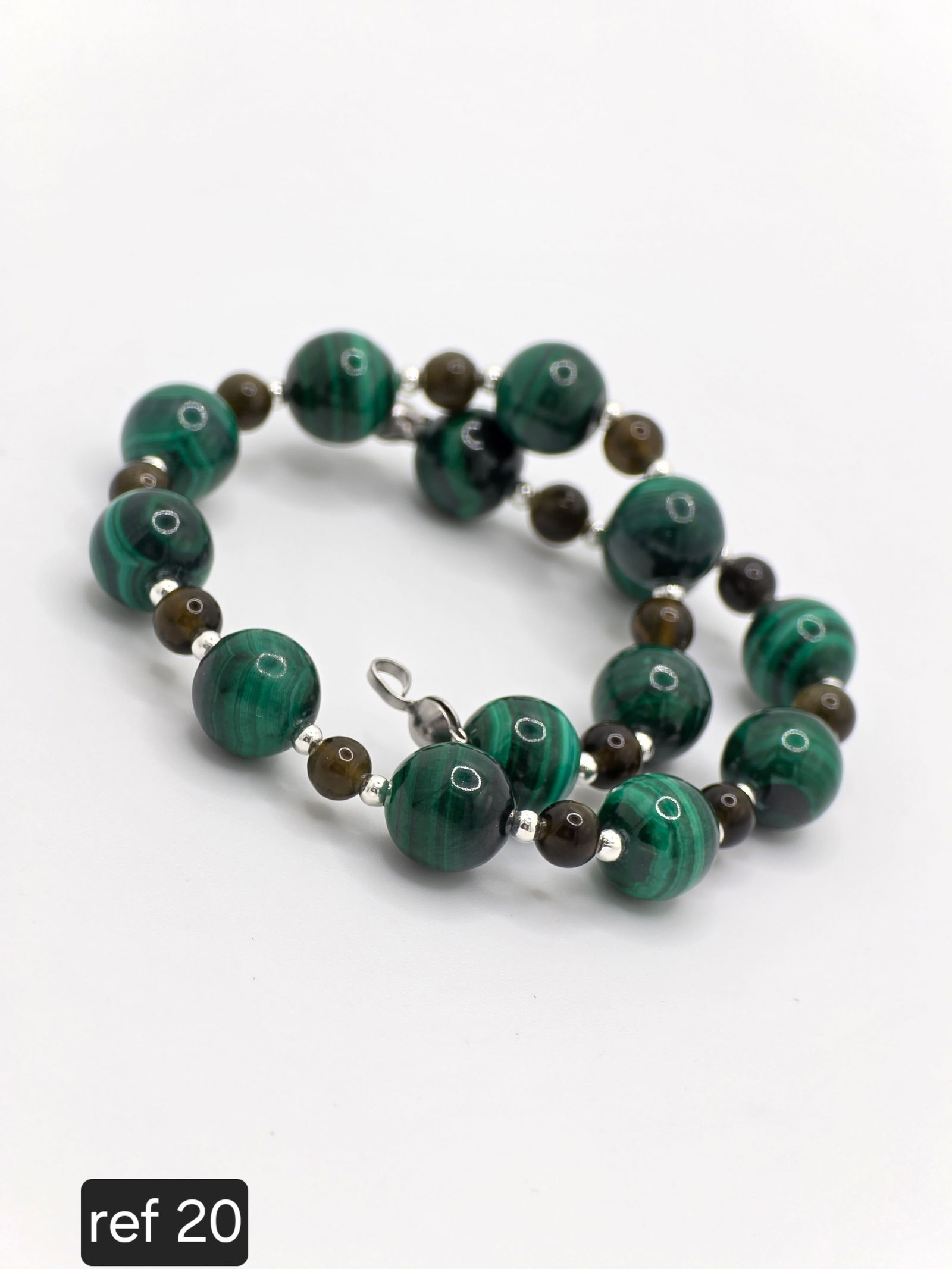 Italian Malachite and obsidian bracelets. 18k White Gold Closure (1 of 3)