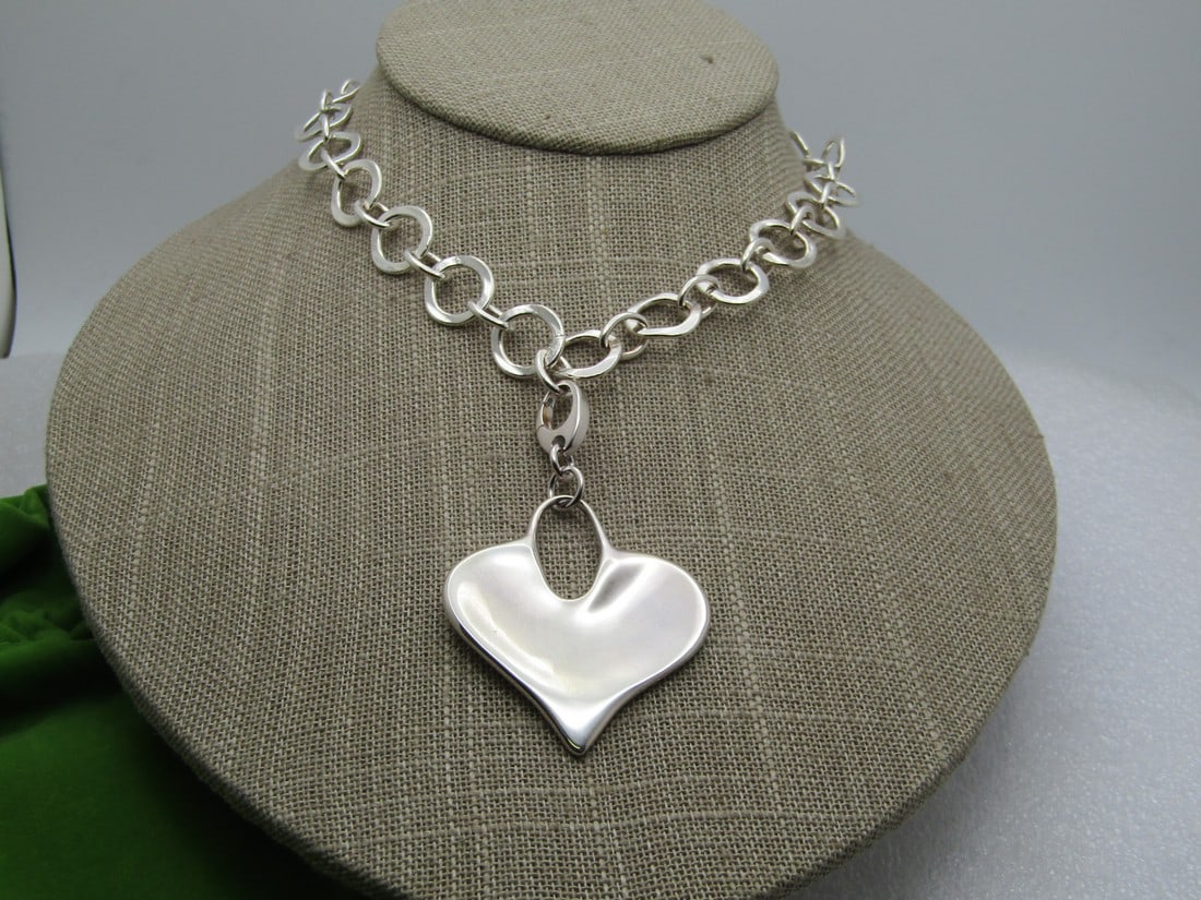 Robert Lee Morris Sterling Heart Necklace, Toggle Clasp, 18" Original Box and Pouch (1 of 6)
