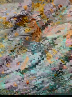 Abstract oil painting Spring flowers Anatoly Tarabanov: №Tar 403 The oil painting on canvas titled "Spring Flowers" portrays a dreamlike vision of renewal, femininity, and ethereal beauty, captured through soft brushwork and a radiant palette that ev