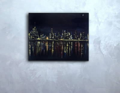 Abstract acrylic painting My bright night Valeria Sign: №Sign 11 *** ABOUT THIS PAINTING *** * TITLE: "My bright night" * ARTISTS: Valeria Sign * SIZE: 40x50 cm/'15.74x19.68 inches' * MEDIUM: acrylic, canvas * HAND PAINTED: Original painting from our