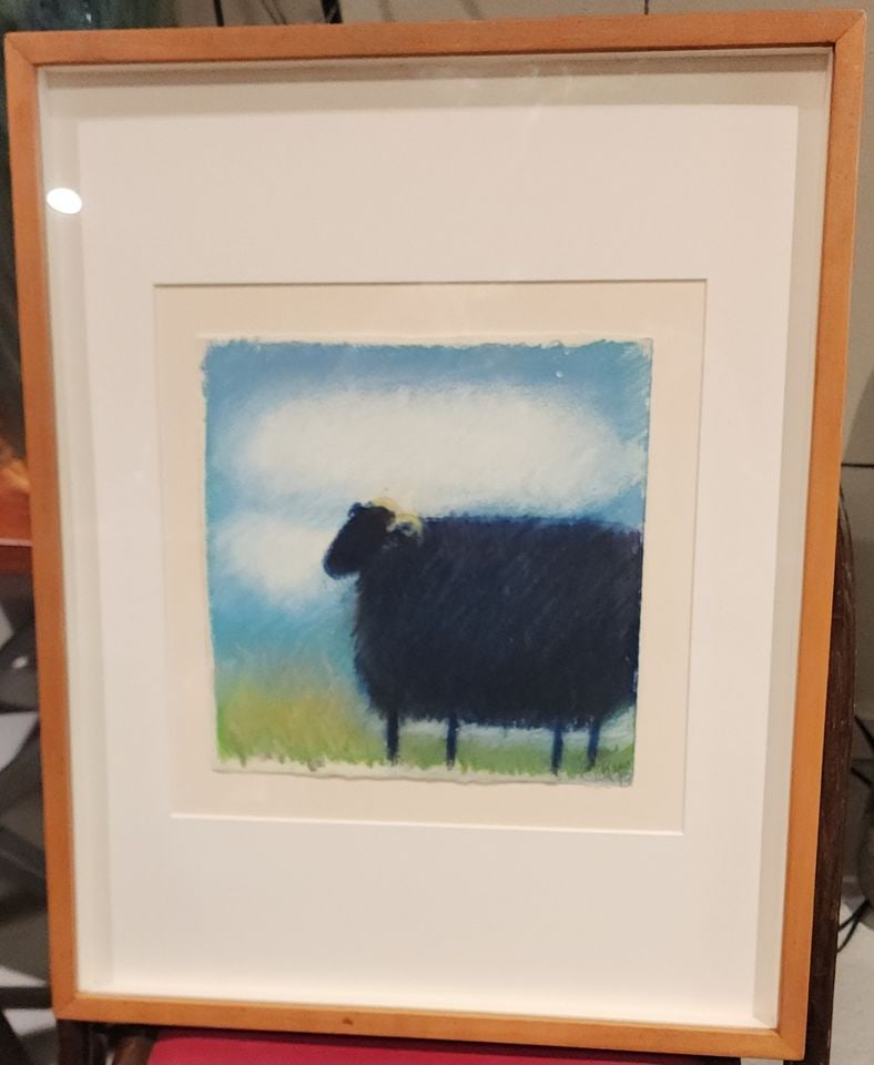 Thea Bass vintage minimalist pastel painting "Scottish Shadow". Signed, Circa 1990. 15 x 20" (1 of 7)