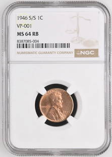 1946 S/S Wheat, NGC MS64RB VP-001: Title: 1946 S/S Wheat Description: NGC MS64RB - VP-001 Date/Period: 1946 Materials: Copper Reserve: $150.00 Shipping: Domestic: Flat-rate of $7.95 to anywhere within the contiguous U.S. Internati