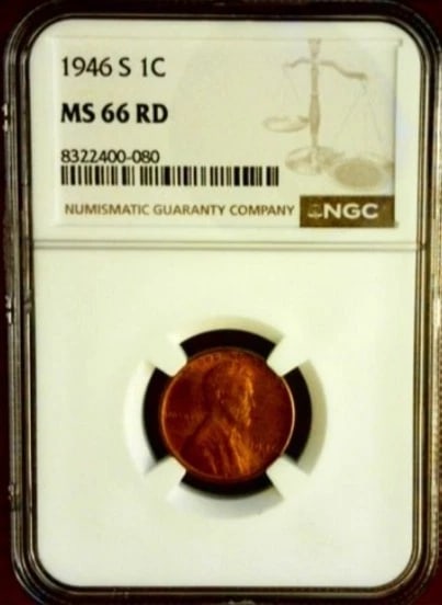 1946 S Wheat Penny, NGC MS66RD (1 of 2)