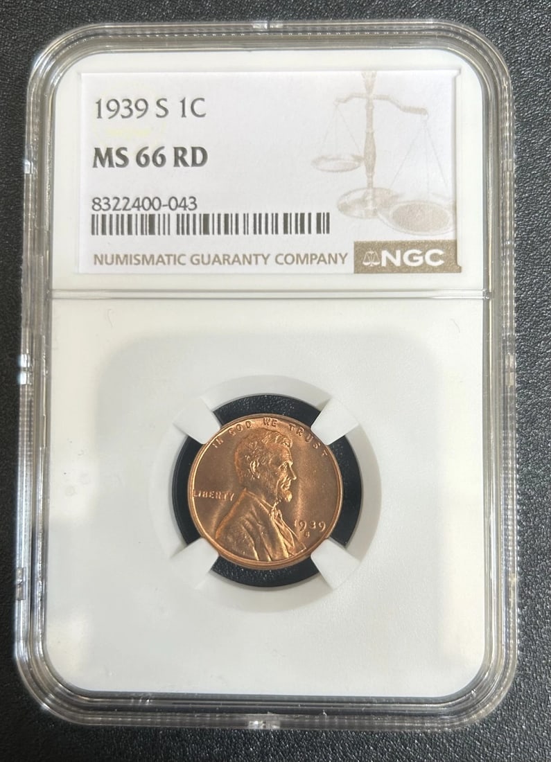 1939 S Wheat NGC MS66RD: Title: 1939 S Wheat NGC MS66RD Description: NGC MS66RD Date/Period: 1939 S Materials: Copper Reserve: $50.00 Shipping: Domestic: Flat-rate of $7.95 to anywhere within the contiguous U.S. Internat