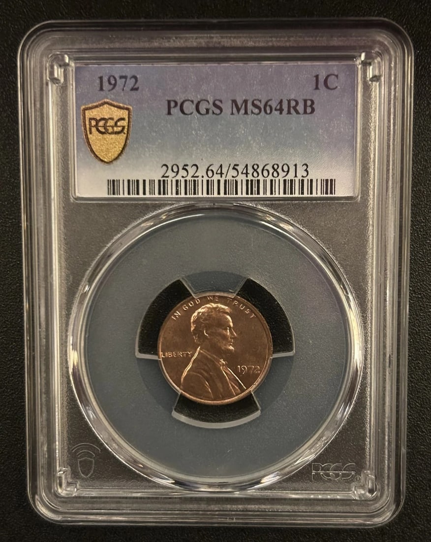 1972 Lincoln Cent MS64RB PCGS Gold Shield (1 of 2)