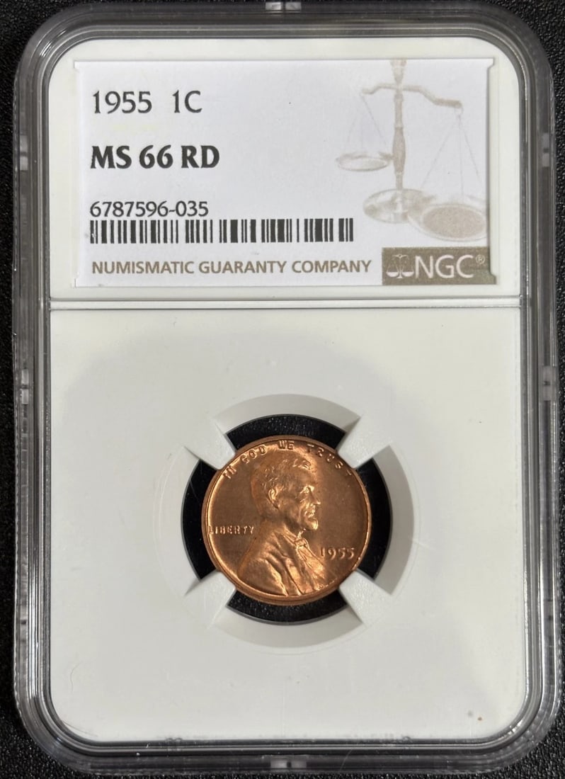 1955 Wheat Cent - NGC MS 66 RD - Spectactular Example! (1 of 2)
