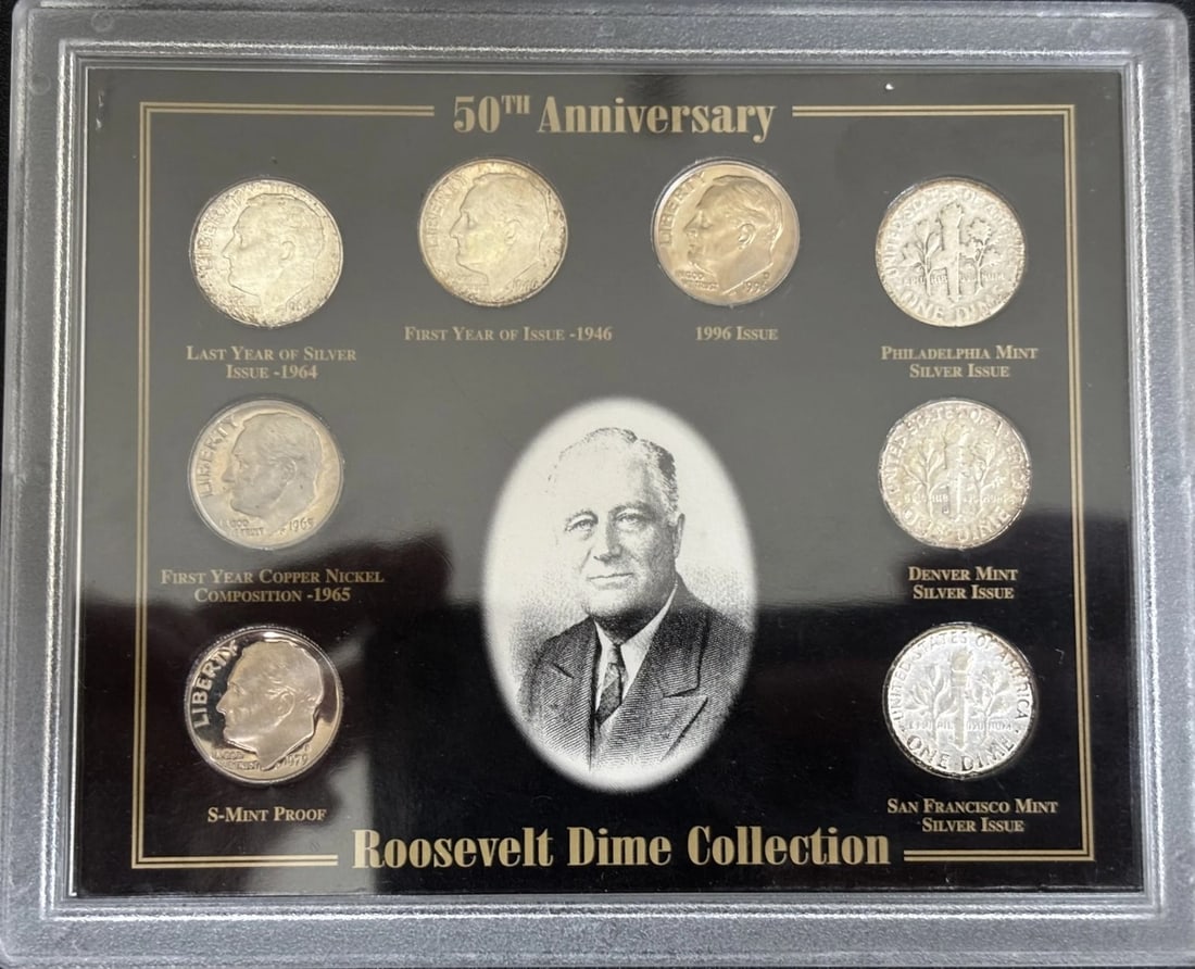 Roosevelt Dime 50th Anniversary Collection - 8 Coins Total (1 of 2)