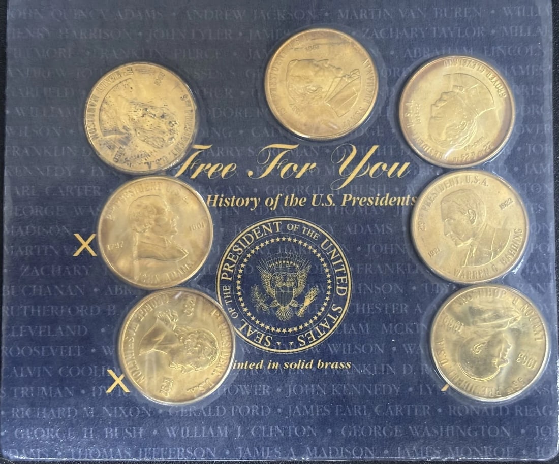 1997 Reader's Digest History of the US Presidents Brass Coin Set (7ct) (1 of 1)