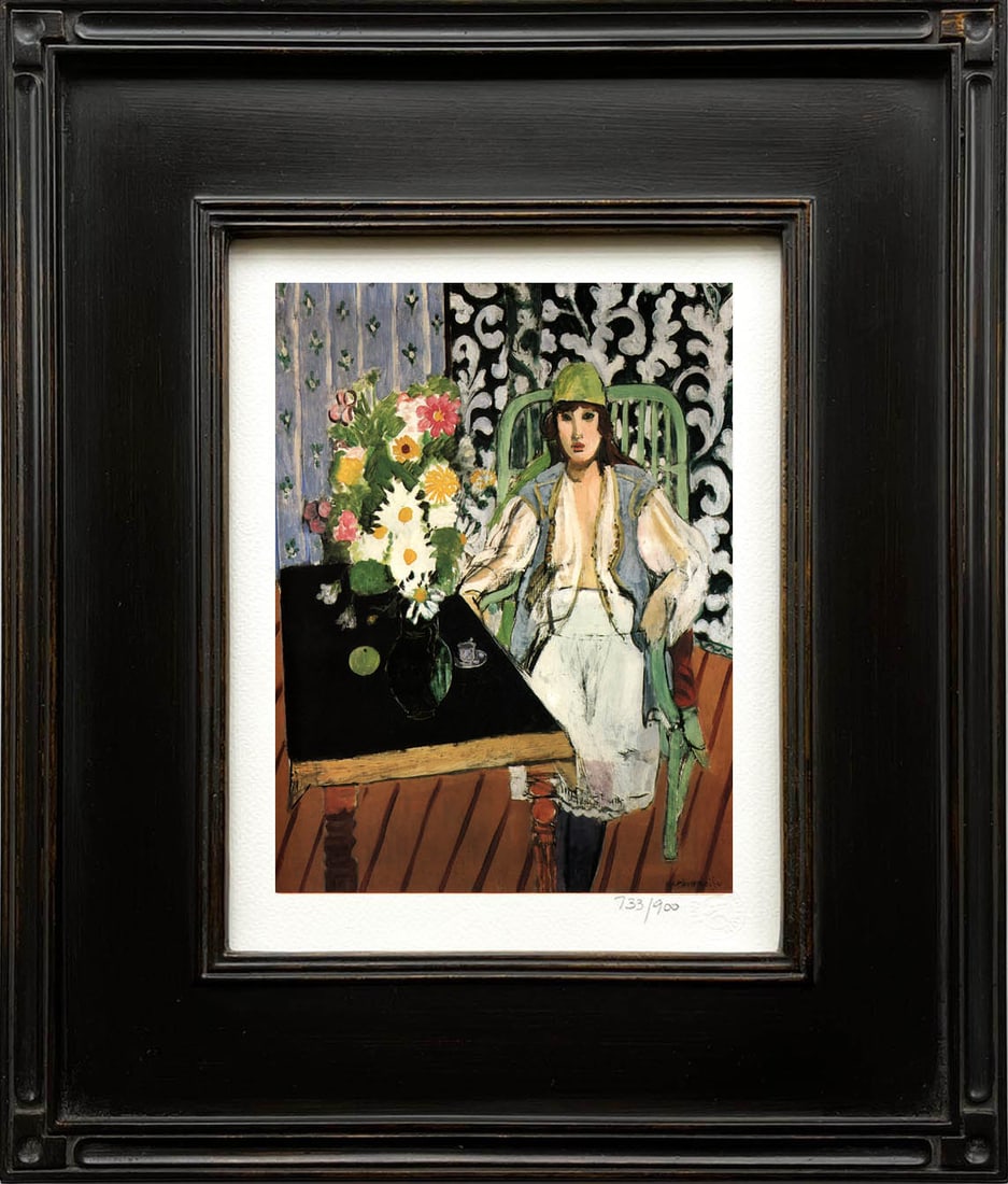 Matisse La Table Noire framed: Title: La Table Noire Artist: Henri Matisse (After) Country: France Medium: Giclees Marks: Limited edition sealed & numbered Paper: Arches paper 10 x 8 inches Printed: in 2002 Provenance: Fine A