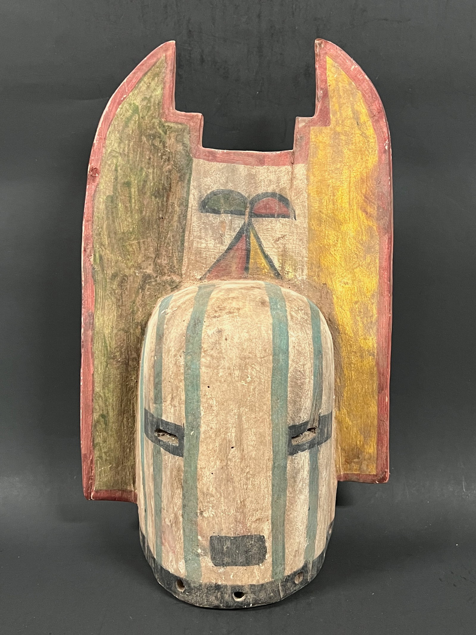 Native American Hopi Helmet Mask: Title: Native American Hopi Helmet Mask Date/Period: Late 20th Century Dimension: 13" h x 8" w Material: Wood Additional Information: Native American Art Hopi Mask Reserve: $120.00 Shipping: Domestic: