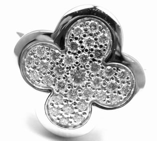 VAN CLEEF & ARPELS VCA 18k White Gold Diamond Pure Alhambra Ring