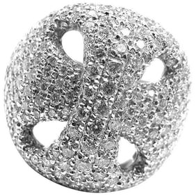 Damiani 18k White Gold Large 3.21ctw Diamond Gold Ring
