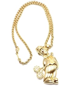 Chopard 18k Yellow Gold Large Happy Clown Flower Pendant Necklace