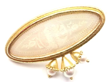 Elizabeth Locke 18k Yellow Gold Pearl Mother Of Pearl Pin Brooch