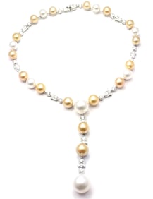Cartier Calin Platinum Diamond Tahitian & South Sea Pearl Necklace