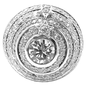 Chanel Comete Star 18k White Gold Diamond Large Spinning Dome Ring