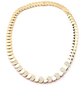 Van Cleef & Arpels 18k Yellow Gold Diamond Disc Necklace