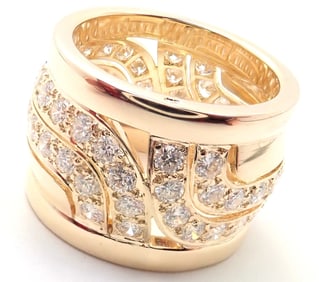 Cartier 18k Yellow Gold Diamond Wide Band Ring