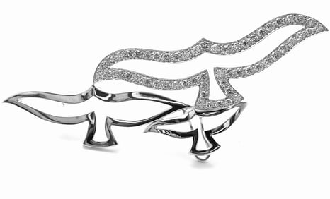 Cartier Bird 18k White Gold Diamond Pendant Pin Brooch