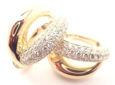 Mauboussin Paris 18k Yellow Gold Diamond Double Hoop Earrings