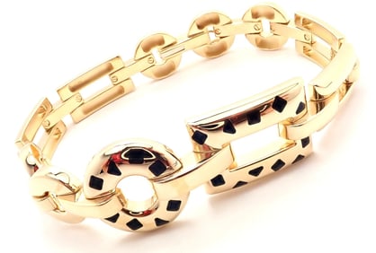 Cartier Panthere 18k Gold Black Lacquer Spot Link Bracelet Paper