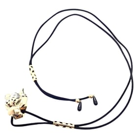 Cartier Panther Panthere 18k Yellow Gold Peridot Lacquer Cord Necklace