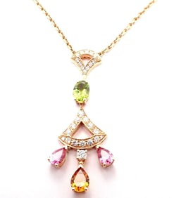 Bvlgari Bulgari Diva Dream 18k Rose Gold Diamond Peridot Necklace Cert