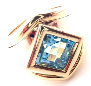 Marina B 18k Yellow And White Gold Large Blue Topaz Ring