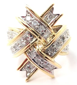Tiffany & Co Platinum Diamond Ribbon Box Ring