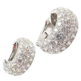 David Webb Platinum 18k White Gold 10ct Diamond Hoop Earrings