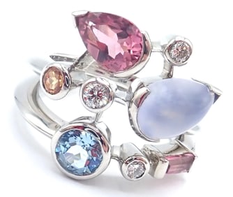 Cartier Meli Melo Platinum Chalcedony Tourmaline Garnet Diamond Ring