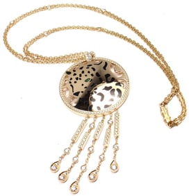 Cartier Panther 18k Yellow Gold Diamond Tsavorite Lacquer Necklace