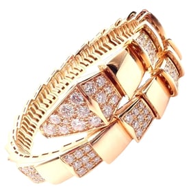 Bulgari Bvlgari Serpenti Viper 18k Rose Gold Diamond Bangle Bracelet
