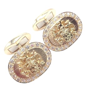 Piaget Coat Of Arms 18k Yellow Gold Diamond Cufflinks