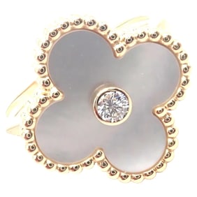 Van Cleef & Arpels Vintage Alhambra 18k Yellow Gold Mother Of Pearl Diamond Ring