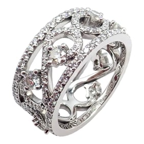 Tiffany & Co Platinum Diamond Enchant Scroll Wide Band Ring Size 6