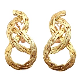 Vintage Buccellati 18k Yellow Gold Knot Rope Coil Earrings