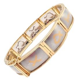 Tiffany & Co 18k Yellow Gold Platinum Picasso Signature 9 Panel Bracelet