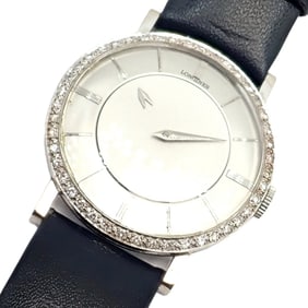 Longines 18k White Gold Diamond Bezel Manual Wind Mystery Dial Watch