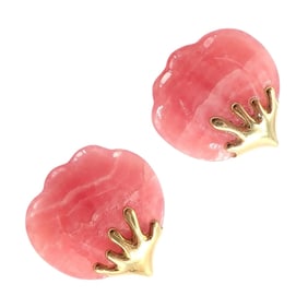 Tiffany & Co Angela Cummings 18k Yellow Gold Pink Agate Petal Earrings