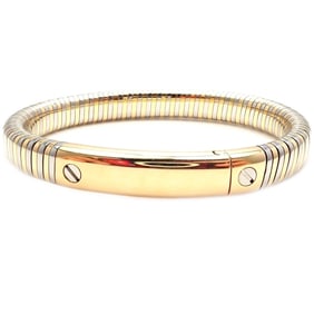 Vintage Van Cleef & Arpels 18k Yellow Gold Steel Bangle Bracelet