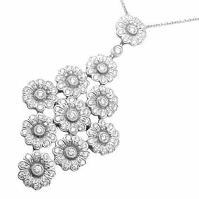 Tiffany & Co Platinum Diamond Large Daisy Flower Pendant Necklace