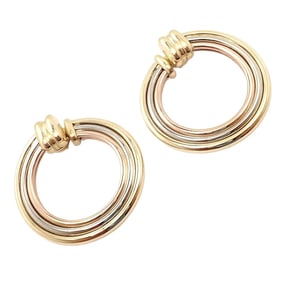 Cartier 18k Tri-Color Gold Large Trinity Hoop Earrings