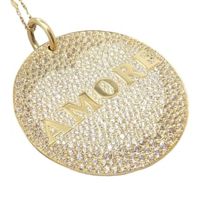 Pasquale Bruni 18k Yellow Gold Extra Large Diamond + Sapp Amore Pendant Necklace