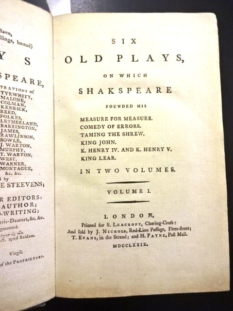 1779 Six Old Plays Shakespeare (1 of 6)
