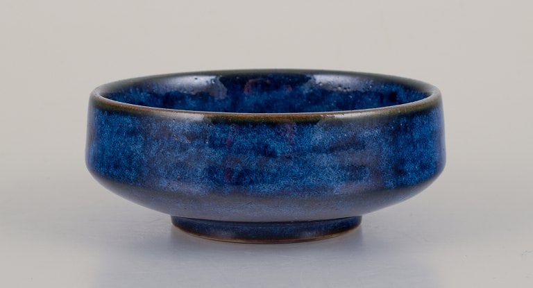 Lauritz Hjorth, Bornholm, Denmark. Small unique ceramic bowl. Blue-toned glaze.: Lauritz Hjorth, Bornholm, Denmark. Small unique ceramic bowl. Blue-toned glaze. 1960s. Marked. In perfect condition. Dimensions: D 8.5 cm x H 3.5 cm. Reserve: $140.00 Shipping: Domestic: Shipping rate
