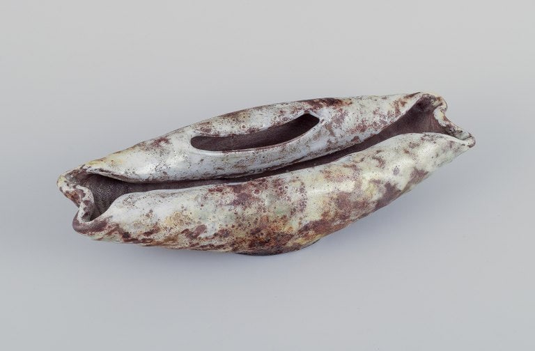 Alexandre Kostanda (1921-2007) for Vallauris, France. Unique ceramic bowl with earth-toned glaze. (1 of 9)