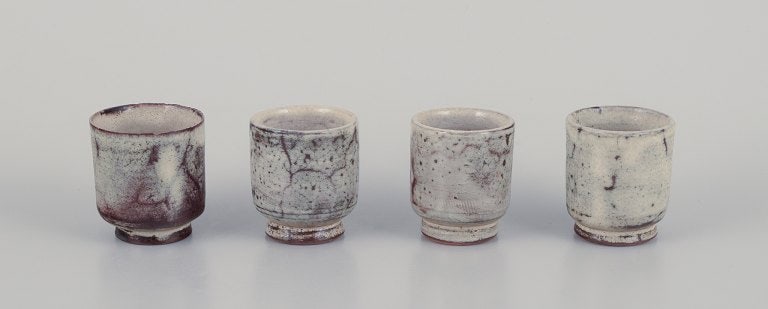 Gerard Hofmann (1917-1965), French ceramicist, own workshop. A set of four small cups. Unique (1 of 7)