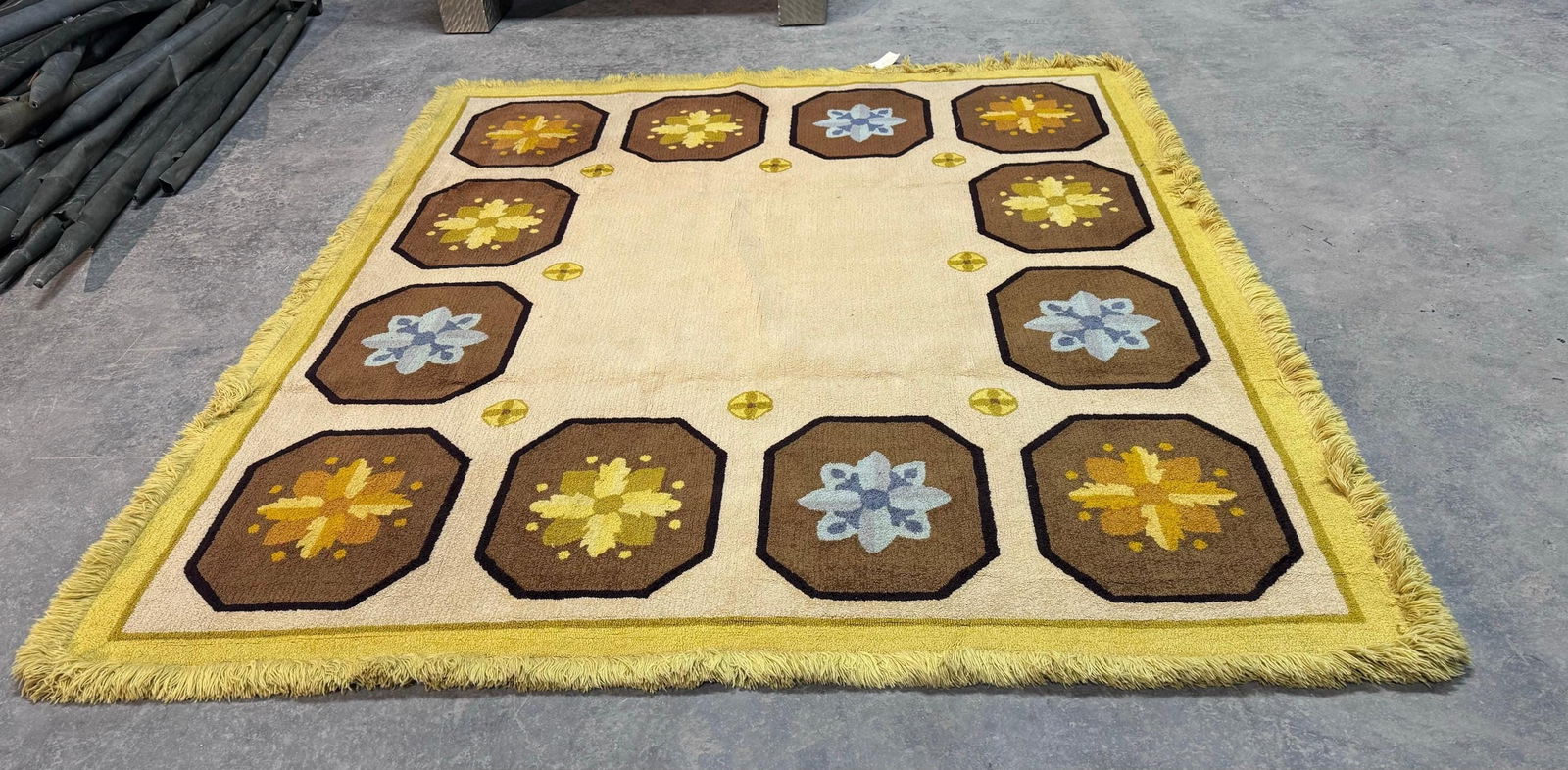 Mid Century Modern Edward Fields Area Rug: Mid Century Modern Edward Fields Area Rug Featuring a harmonious blend of geometric patterns and rich colors that enhance any interior space. Its versatile size and striking aesthetic make it a focal